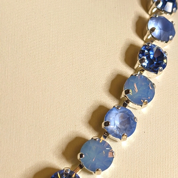 Light Sapphire & Blue Opal Crystal Necklace & Earrings Sterling or Gold Plated - Picture 6 of 8